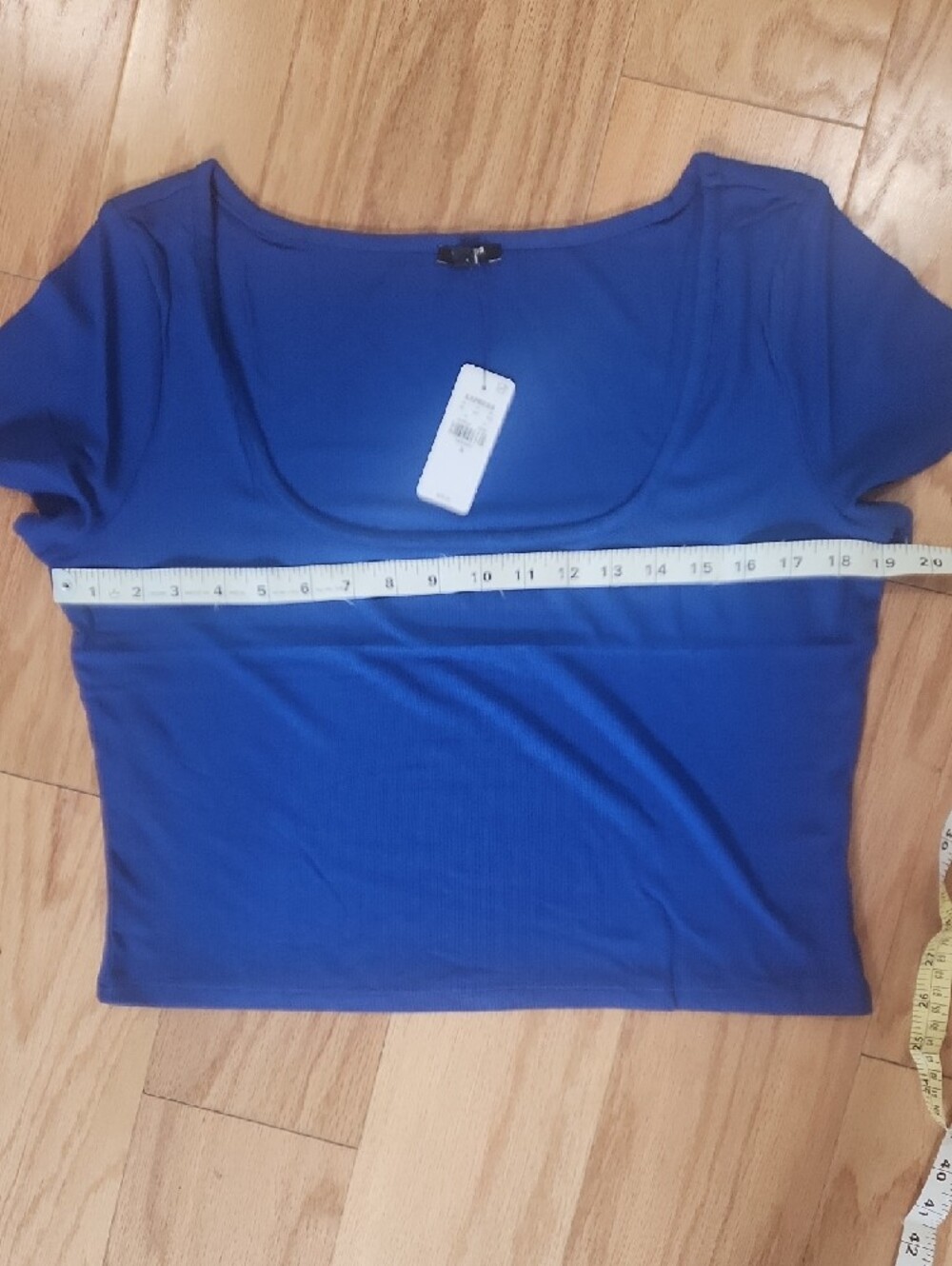 Express Fitted Ribbed Square Neck Crop Top Cobalt Blue XL NwT - Picture 9 of 16